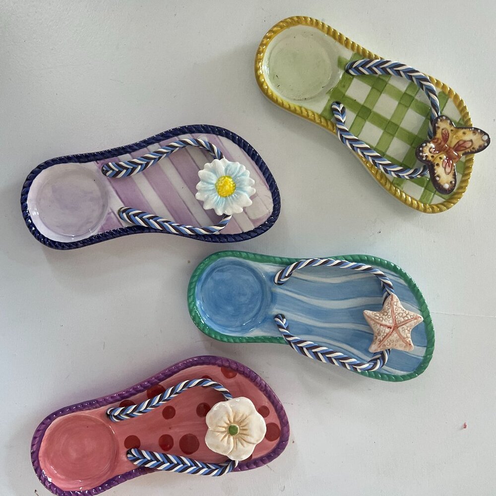 NEW Ceramic Flip Flop tea light candle holders - set of 4